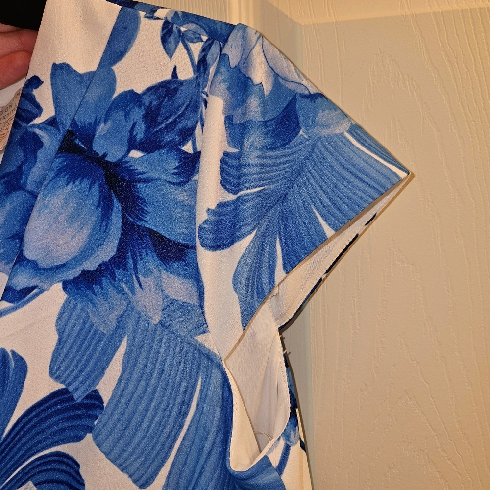 London Times petite Short Printed Floral Knee Length Cocktail Dress Size 16P NWT - Picture 5 of 10